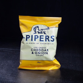 Chips au cheddar et oignons 40g Pipers  Chips